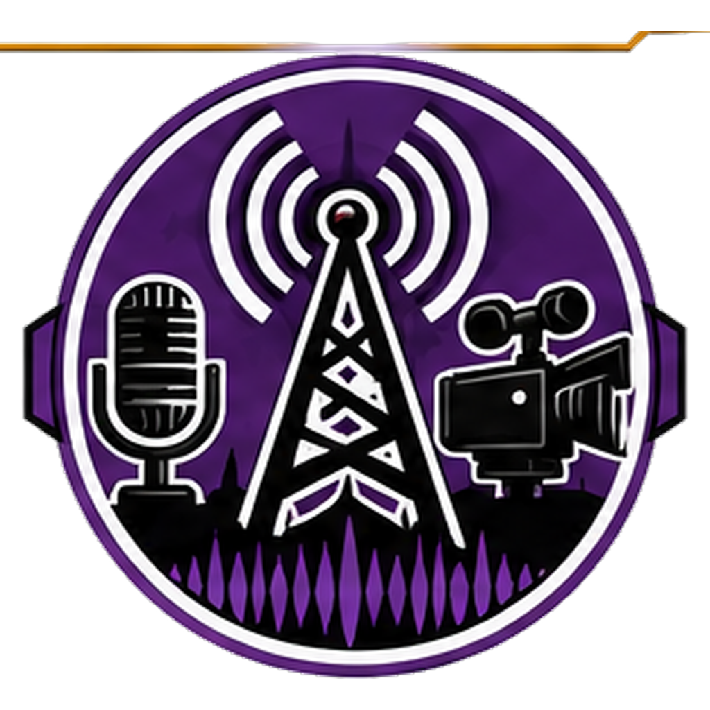 The Broadcasters Squadron patch — mic, radio tower, war correspondent