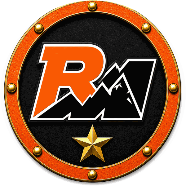 Crew department logo — RM in Safety Orange