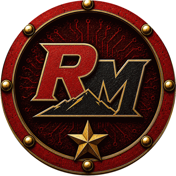 The Intel department logo — RM in Crimson Red